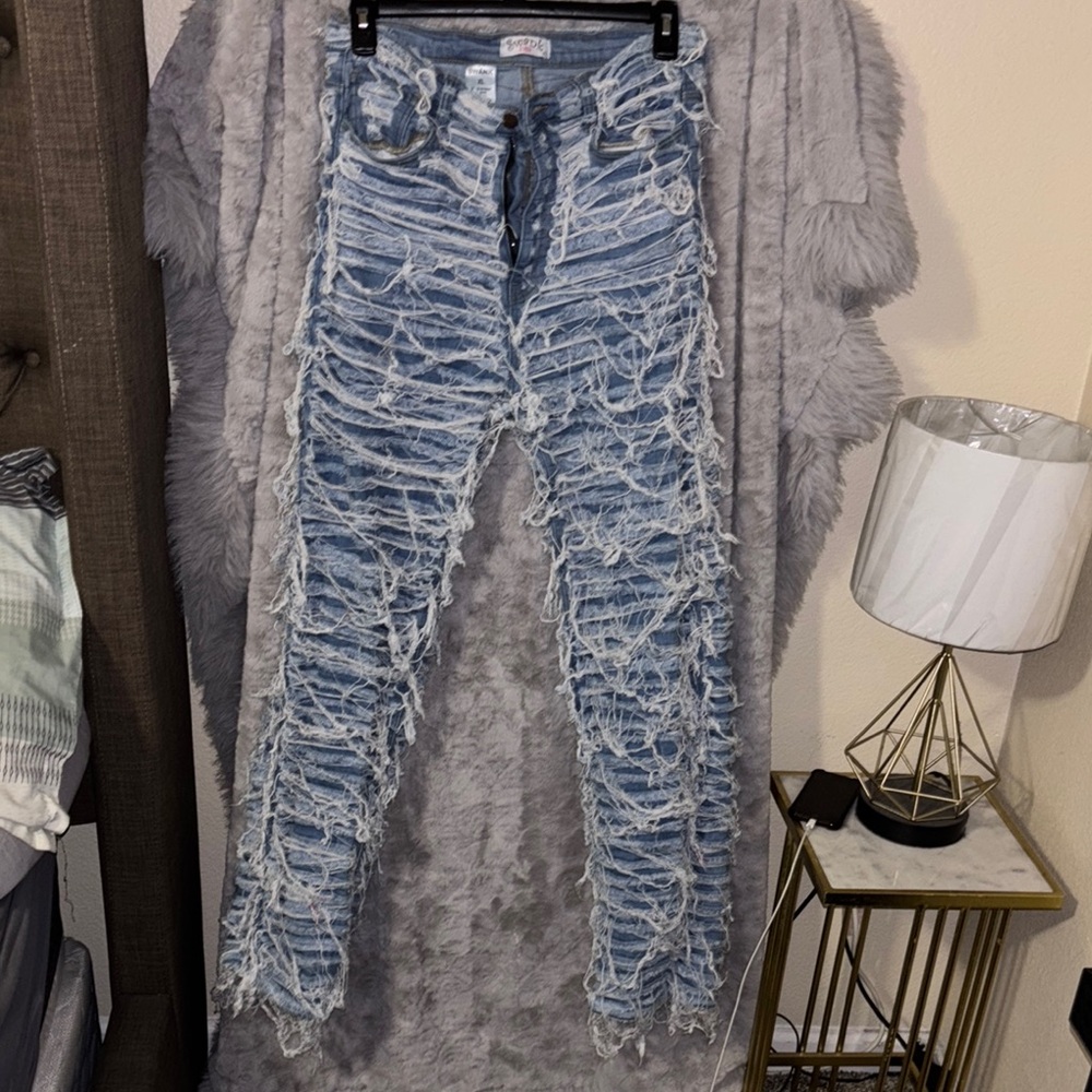 SWANK Blue Boot Cut Distressed Jeans